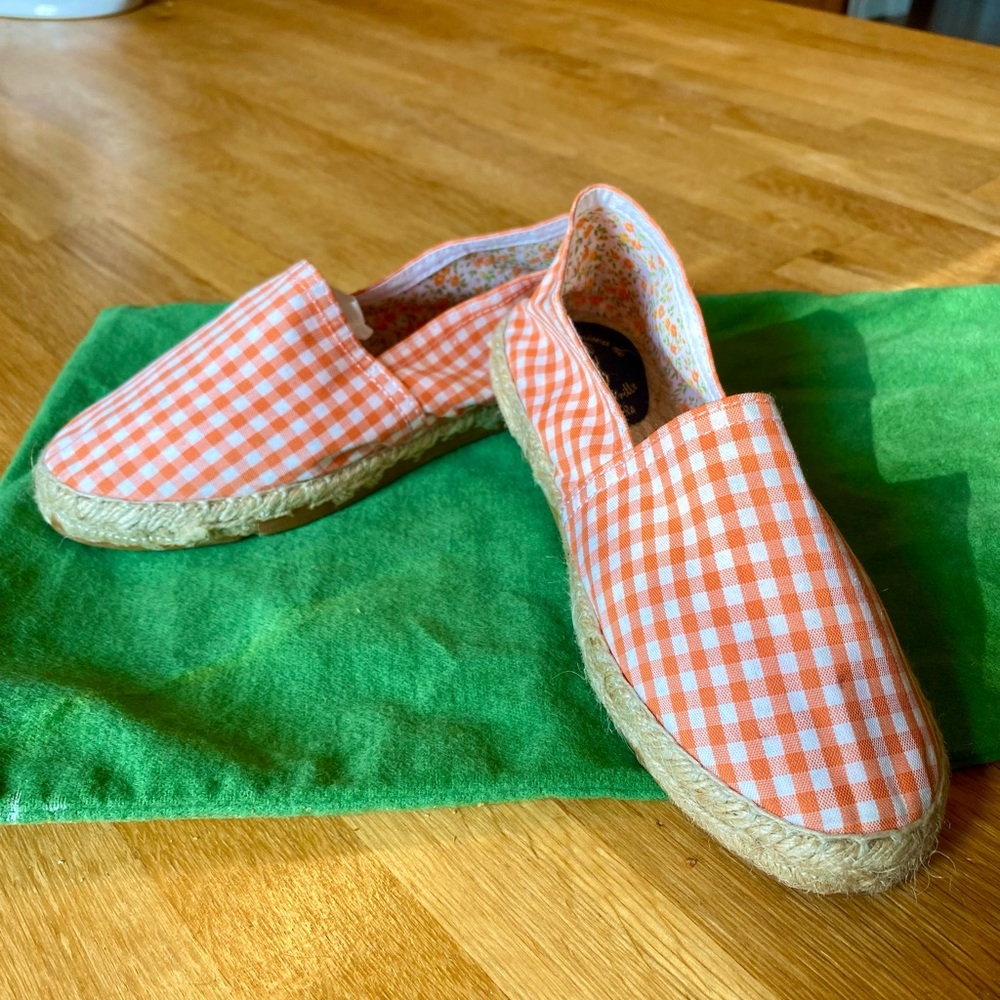 Orange gingham espadrilles - little girl shoes